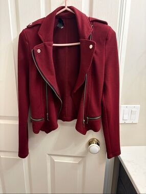 Source Unknown Burgundy Moto-Style Jacket